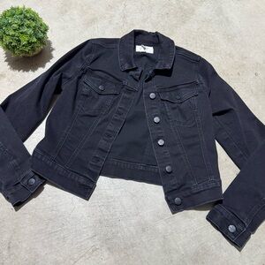 Jessica Simpson Black Denim Jean Jacket Size S Stretch Classic Neutral Fall